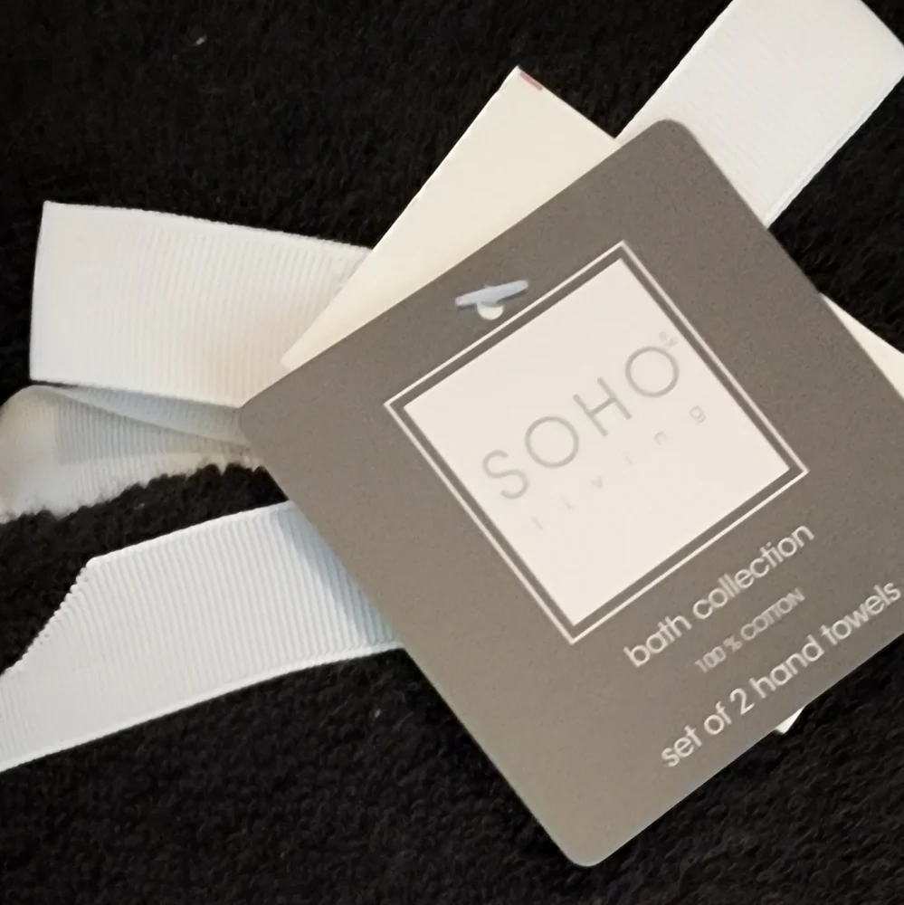 Black 2 Hand Towels 100% Cotton Soho Living